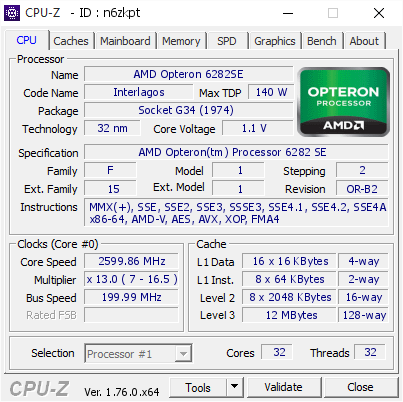 screenshot of CPU-Z validation for Dump [n6zkpt] - Submitted by  H8DG6-F  - 2016-06-20 23:48:33