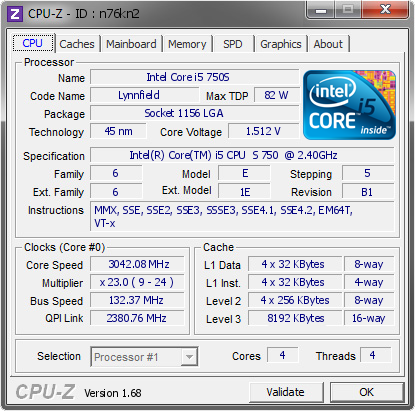 screenshot of CPU-Z validation for Dump [n76kn2] - Submitted by  LENOVO  - 2014-01-17 05:01:06