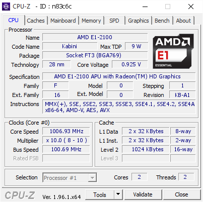 screenshot of CPU-Z validation for Dump [n83c6c] - Submitted by  DESKTOP-CGDTKUH  - 2021-06-19 14:43:34