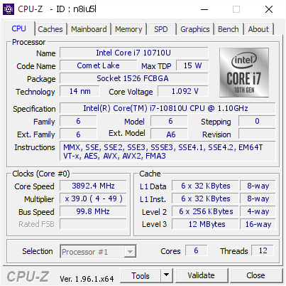 screenshot of CPU-Z validation for Dump [n8iu5l] - Submitted by  DESKTOP-GVOA1FU  - 2021-09-01 23:52:34