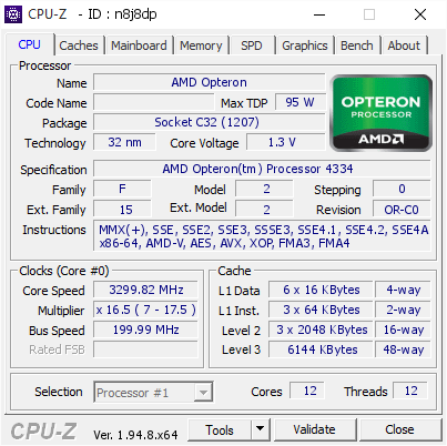 screenshot of CPU-Z validation for Dump [n8j8dp] - Submitted by  DESKTOP-N05DHV5  - 2020-12-13 09:05:12