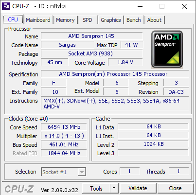 screenshot of CPU-Z validation for Dump [n8vkzi] - Submitted by  gtxx58  - 2024-03-03 16:00:44