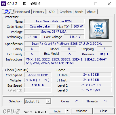 screenshot of CPU-Z validation for Dump [n98ih6] - Submitted by  BIOS-iEngineer  - 2025-09-24 20:24:25