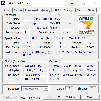 screenshot of CPU-Z validation for Dump [nfcyic] - Submitted by  Anonymous  - 2020-07-07 00:18:01