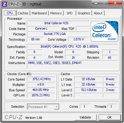 screenshot of CPU-Z validation for Dump [ngt0ud] - Submitted by  Ribeiro  - 2013-09-01 03:09:05