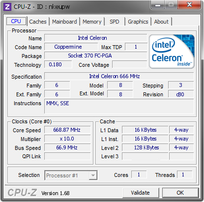 screenshot of CPU-Z validation for Dump [nkeupw] - Submitted by  PC  - 2014-01-27 14:01:13
