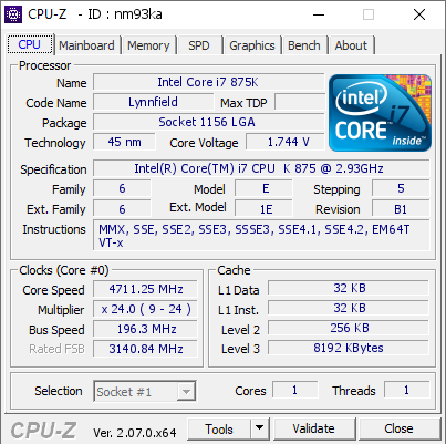 screenshot of CPU-Z validation for Dump [nm93ka] - Submitted by  TAN YANG  - 2023-09-06 16:54:53