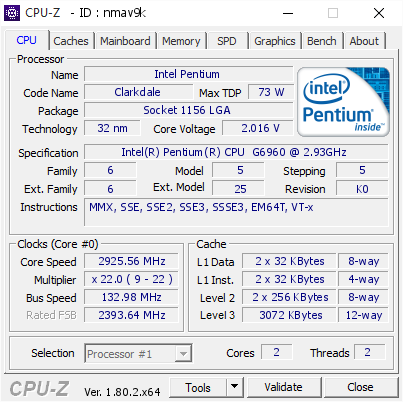 screenshot of CPU-Z validation for Dump [nmav9k] - Submitted by  Anonymous  - 2017-09-15 09:41:33
