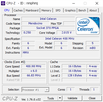sponsoreret angst Forstyrre Intel Celeron @ 400.98 MHz - CPU-Z VALIDATOR