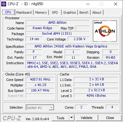 screenshot of CPU-Z validation for Dump [ntg950] - Submitted by  VINSTER777  - 2023-10-20 14:23:37