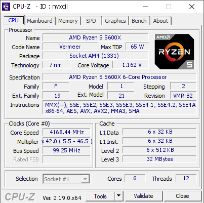 screenshot of CPU-Z validation for Dump [nvxcii] - Submitted by  DYLANSPC  - 2026-09-07 08:43:37