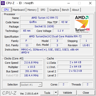 screenshot of CPU-Z validation for Dump [nxepth] - Submitted by  xhoba  - 2022-03-04 19:24:32