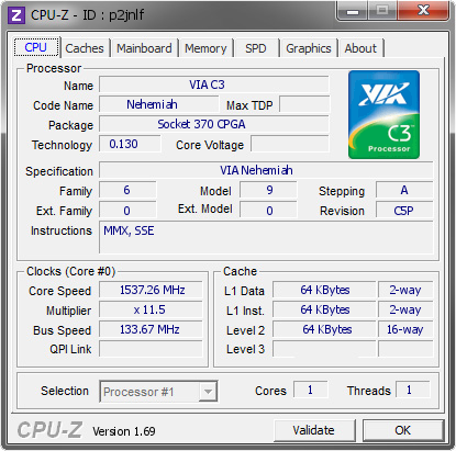 screenshot of CPU-Z validation for Dump [p2jnlf] - Submitted by  FRANCESCOG92  - 2014-03-31 12:03:45