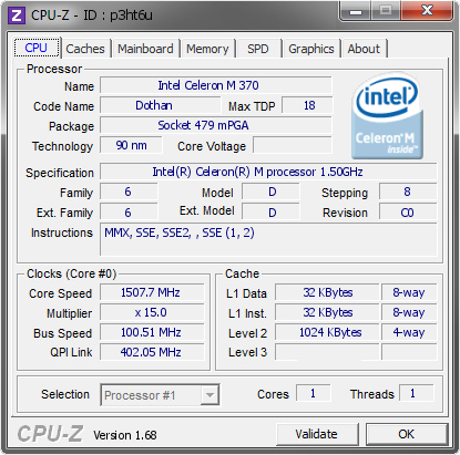 screenshot of CPU-Z validation for Dump [p3ht6u] - Submitted by  DAMABEST90125  - 2015-01-04 16:01:21