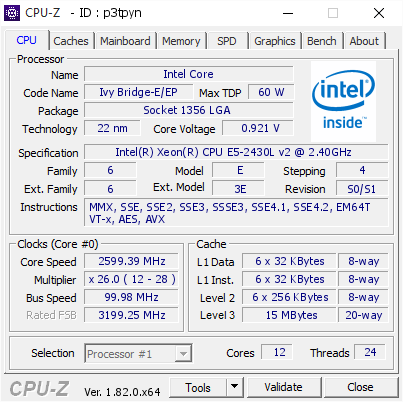 screenshot of CPU-Z validation for Dump [p3tpyn] - Submitted by  SKY-20170804KDF  - 2017-12-10 05:47:24