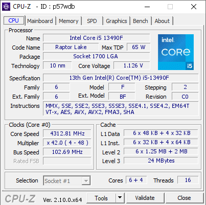 screenshot of CPU-Z validation for Dump [p57wdb] - Submitted by  StingerYar  - 2024-07-24 00:34:17