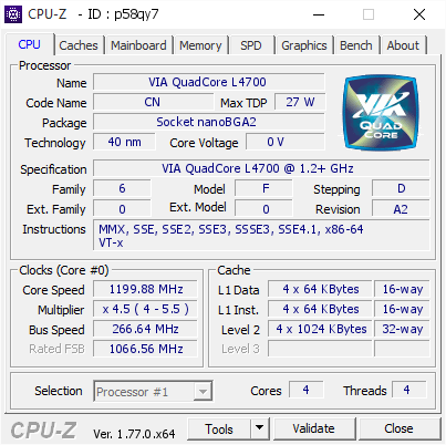 screenshot of CPU-Z validation for Dump [p58qy7] - Submitted by  RNQ  - 2016-08-08 22:15:50