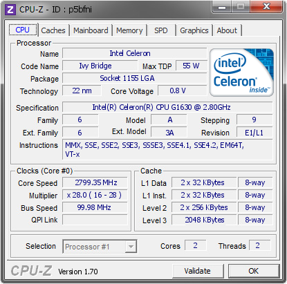 screenshot of CPU-Z validation for Dump [p5bfni] - Submitted by  2014-0806-1410  - 2014-08-19 09:08:21