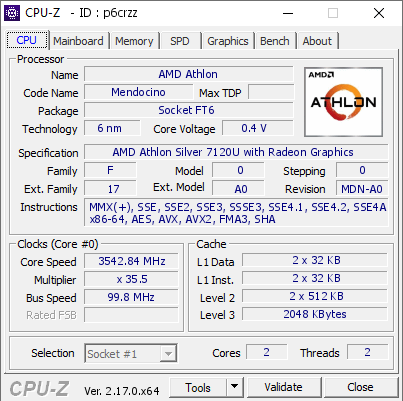 screenshot of CPU-Z validation for Dump [p6crzz] - Submitted by  FLORCITA8  - 2025-11-22 22:57:09