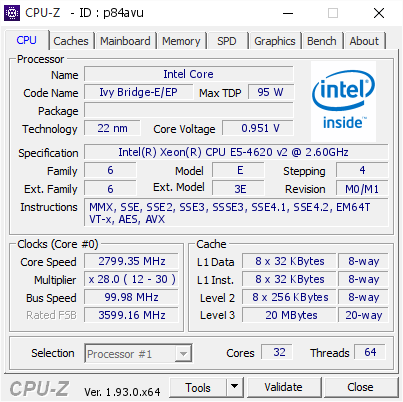 screenshot of CPU-Z validation for Dump [p84avu] - Submitted by  WIN-876NEBSQMJK  - 2020-09-23 22:37:21
