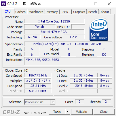 screenshot of CPU-Z validation for Dump [p89vvd] - Submitted by  CIF41  - 2015-10-24 14:49:04