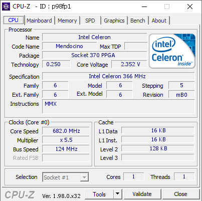 screenshot of CPU-Z validation for Dump [p98fp1] - Submitted by  Obijuan83  - 2024-09-27 11:45:40