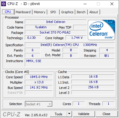 screenshot of CPU-Z validation for Dump [pbvvii] - Submitted by  IdeaFix  - 2023-03-18 15:48:03