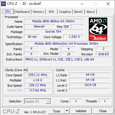screenshot of CPU-Z validation for Dump [pcduwf] - Submitted by  klopcha  - 2022-12-10 03:55:36
