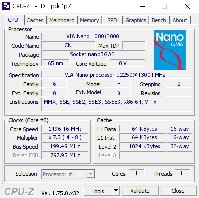 screenshot of CPU-Z validation for Dump [pdc1p7] - Submitted by  MSHOME  - 2016-03-26 12:12:22