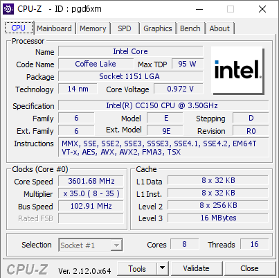 screenshot of CPU-Z validation for Dump [pgd6xm] - Submitted by  zapzes  - 2024-11-08 04:25:08