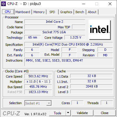 screenshot of CPU-Z validation for Dump [pidpu3] - Submitted by  Zamin  - 2023-01-24 17:52:59