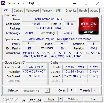 screenshot of CPU-Z validation for Dump [piksjl] - Submitted by  Anonymous  - 2016-09-16 13:28:09