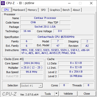 screenshot of CPU-Z validation for Dump [piz6nw] - Submitted by  Rabbit_AF  - 2023-09-26 16:05:59