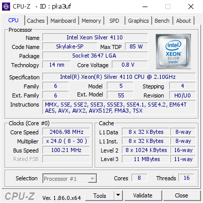 screenshot of CPU-Z validation for Dump [pka3uf] - Submitted by  Anonymous  - 2018-11-17 22:02:49