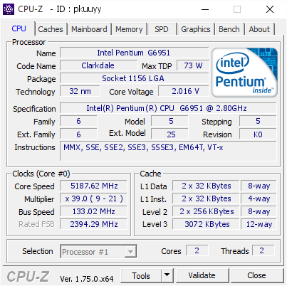 screenshot of CPU-Z validation for Dump [pkuuyy] - Submitted by  CAYLAINA-PC  - 2016-01-26 10:21:25