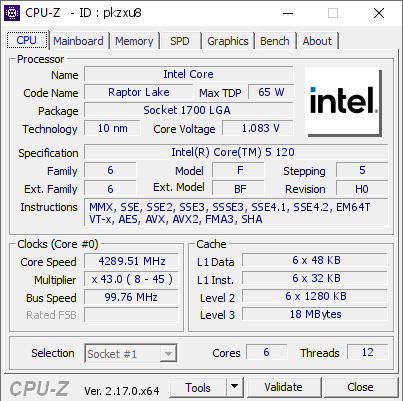 screenshot of CPU-Z validation for Dump [pkzxu8] - Submitted by  YHDGAMING  - 2025-12-08 20:25:35