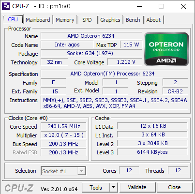 screenshot of CPU-Z validation for Dump [pm1ra0] - Submitted by  IdeaFix  - 2022-06-08 18:42:42