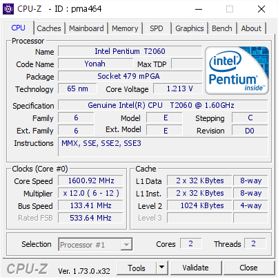 screenshot of CPU-Z validation for Dump [pma464] - Submitted by  RASKY-PC  - 2015-10-16 16:02:14