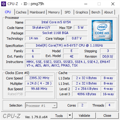 screenshot of CPU-Z validation for Dump [pmg75h] - Submitted by  DESKTOP-FADFJA7  - 2017-04-22 18:49:03