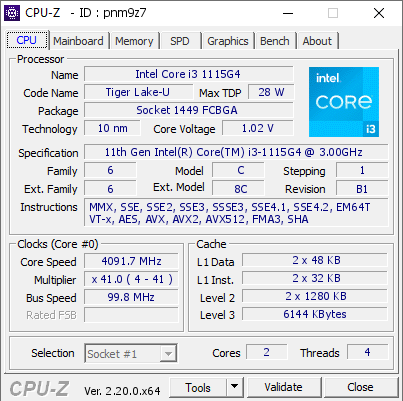 screenshot of CPU-Z validation for Dump [pnm9z7] - Submitted by  Anonymous  - 2026-05-17 04:26:58