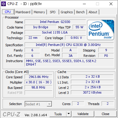 screenshot of CPU-Z validation for Dump [pp8c9v] - Submitted by  Anonymous  - 2024-04-23 18:08:50