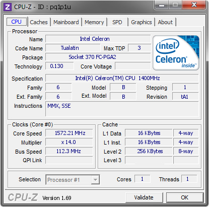 screenshot of CPU-Z validation for Dump [pq1p1u] - Submitted by  Maxdata-V8THKQFM6C  - 2014-04-12 19:04:33