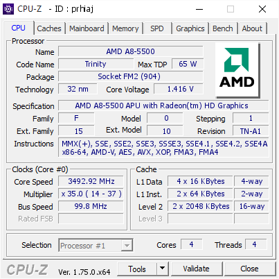 screenshot of CPU-Z validation for Dump [prhiaj] - Submitted by  ÈÂÀÍ-ÏÊ  - 2016-06-14 19:23:43