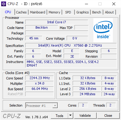screenshot of CPU-Z validation for Dump [ps4zs6] - Submitted by  LEE-PC  - 2017-01-01 01:12:16