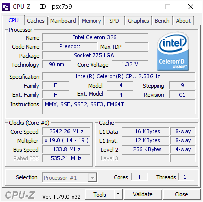 Bruin ergens Ongedaan maken Intel Celeron 326 @ 2542.26 MHz - CPU-Z VALIDATOR