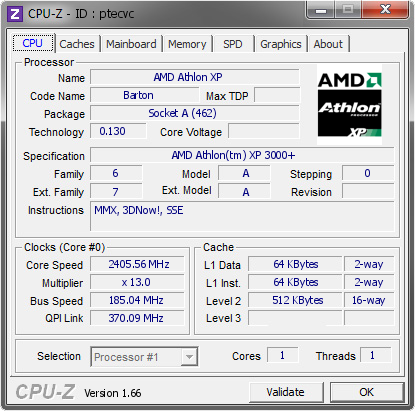 screenshot of CPU-Z validation for Dump [ptecvc] - Submitted by  JimmyFox  - 2013-09-26 11:09:45