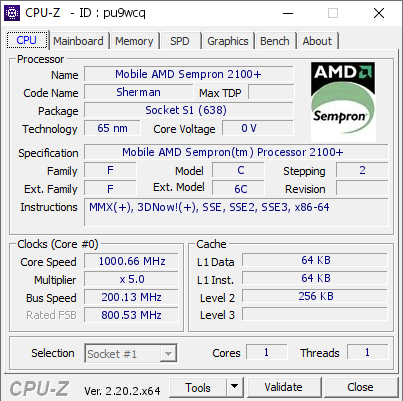 screenshot of CPU-Z validation for Dump [pu9wcq] - Submitted by  iEatCDs  - 2026-07-28 11:12:17