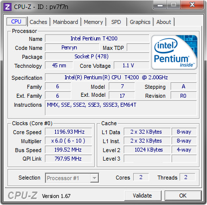 screenshot of CPU-Z validation for Dump [pv7f7n] - Submitted by  XP-PC  - 2013-12-01 00:12:23