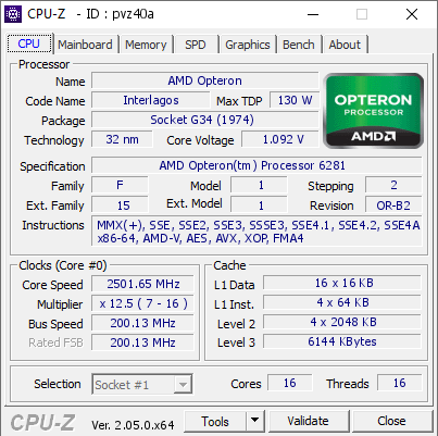 screenshot of CPU-Z validation for Dump [pvz40a] - Submitted by  DESKTOP-44BLUSS  - 2023-03-02 13:31:45