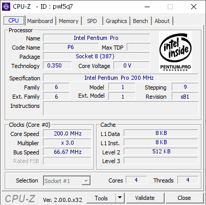 screenshot of CPU-Z validation for Dump [pwl5q7] - Submitted by  Winman486  - 2022-03-09 10:33:14